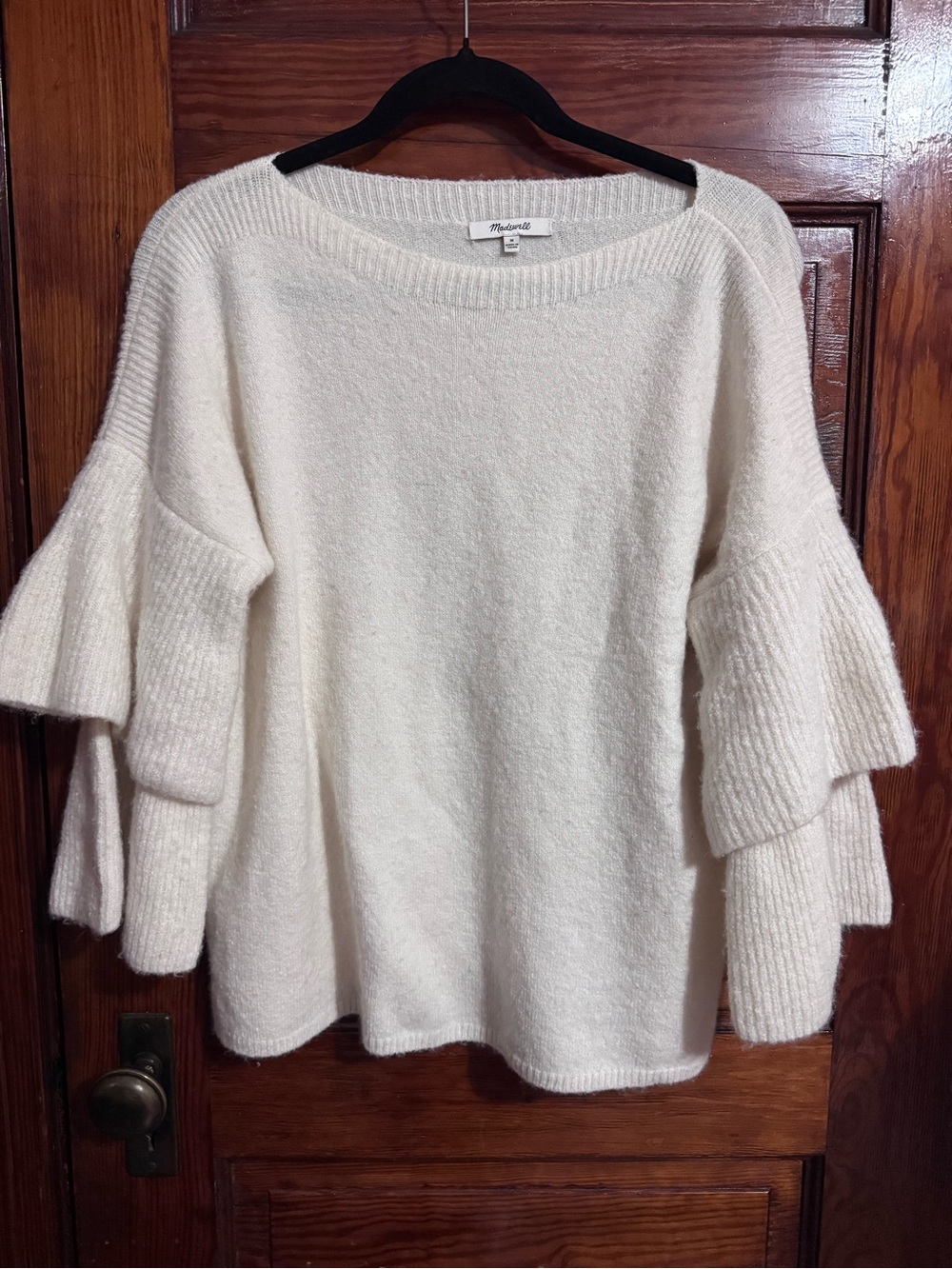 Madewell Cream Tiered-Sleeve Crewneck Sweater